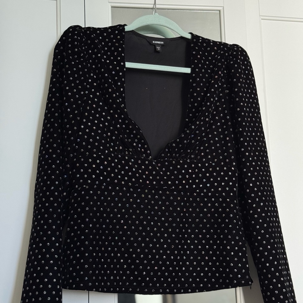 Express Black Top with Metallic Accents size S